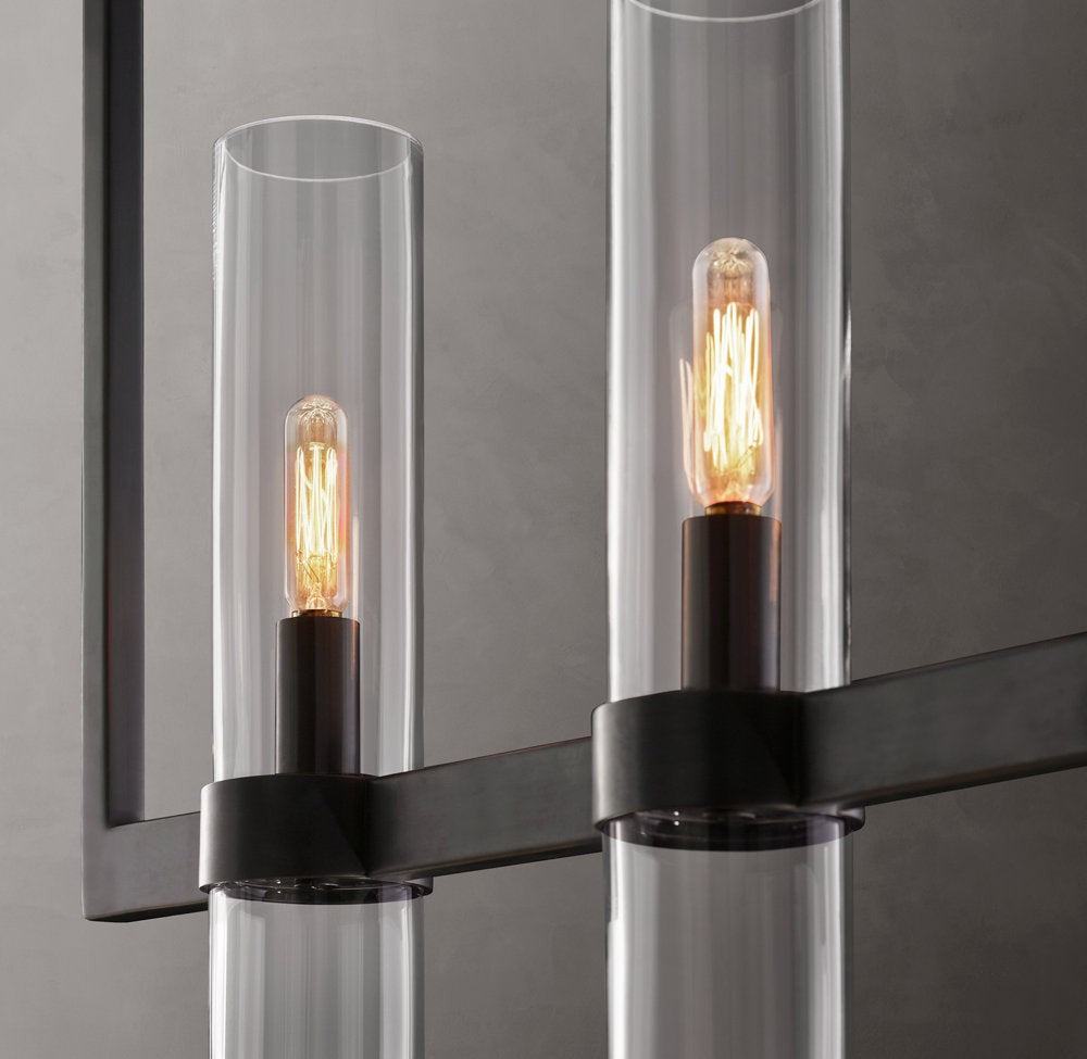 Linear Blown Glass Rod Chandelier