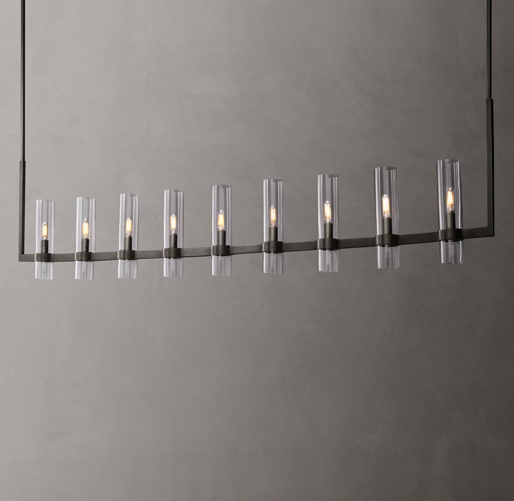 Linear Blown Glass Rod Chandelier