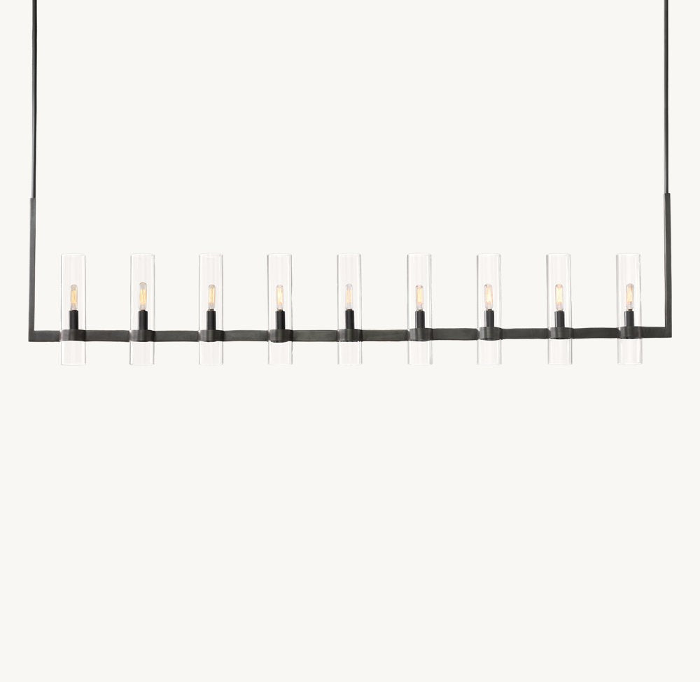 Linear Blown Glass Rod Chandelier