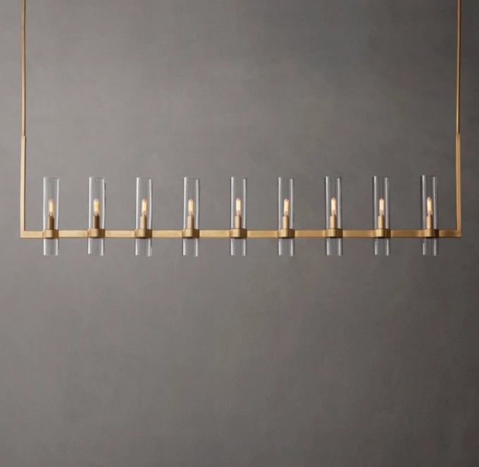 Linear Blown Glass Rod Chandelier