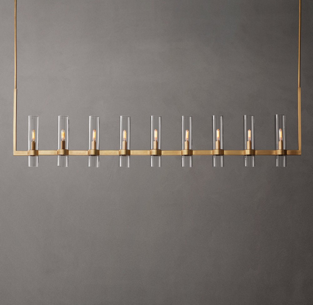 Linear Blown Glass Rod Chandelier