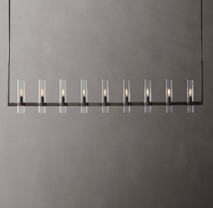 Linear Blown Glass Rod Chandelier