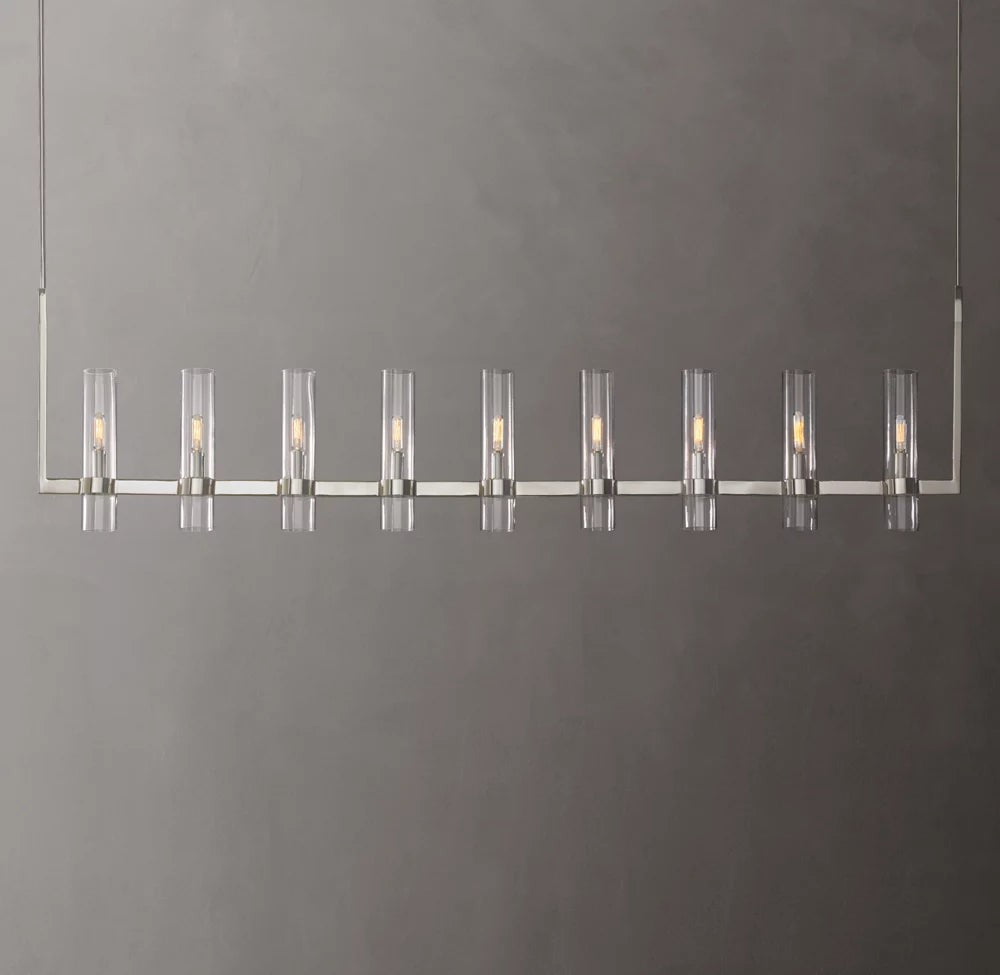 Linear Blown Glass Rod Chandelier