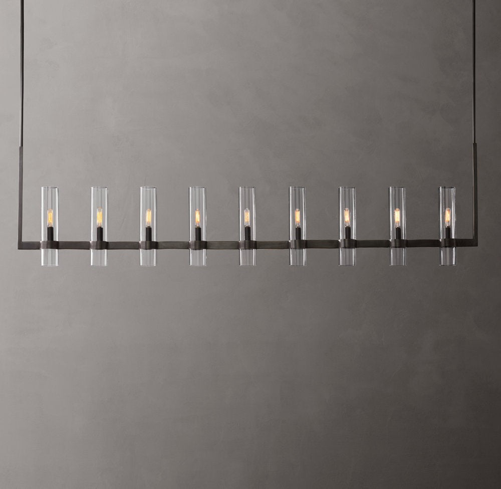 Linear Blown Glass Rod Chandelier