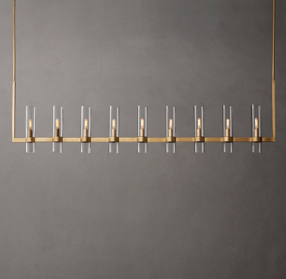 Linear Blown Glass Rod Chandelier