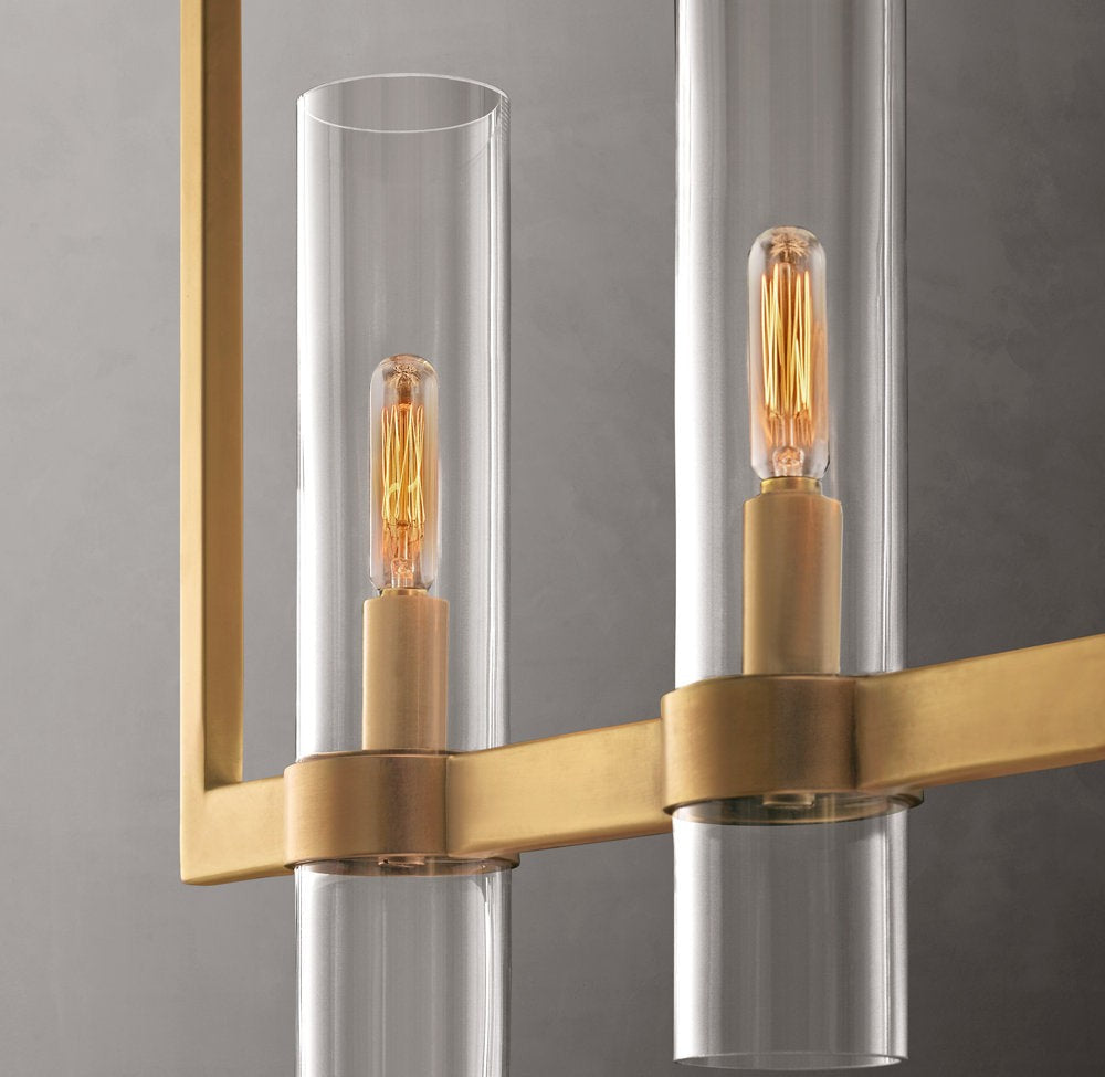 Linear Blown Glass Rod Chandelier