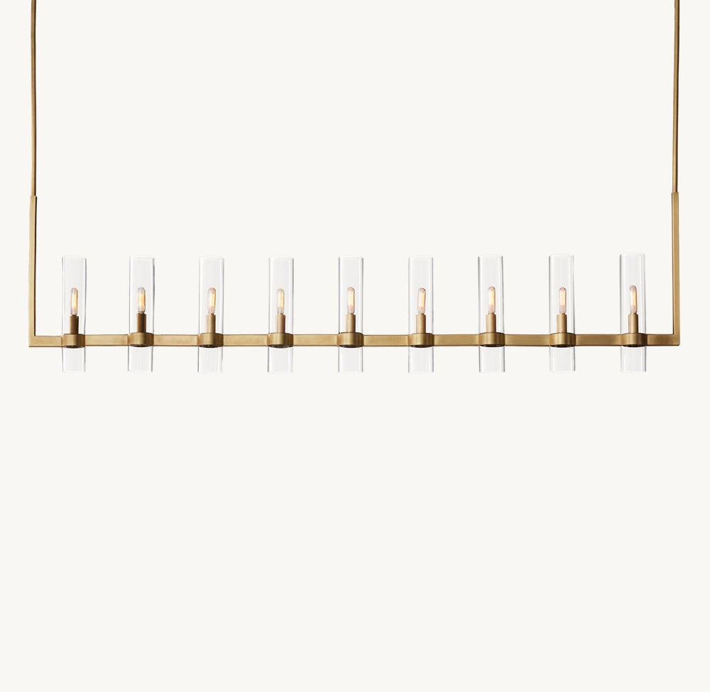 Linear Blown Glass Rod Chandelier