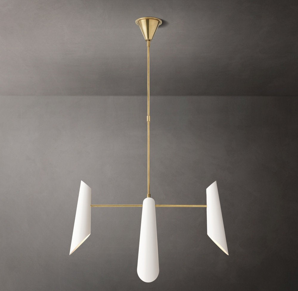 Modern Brass Ring Chandelier with Black Shades