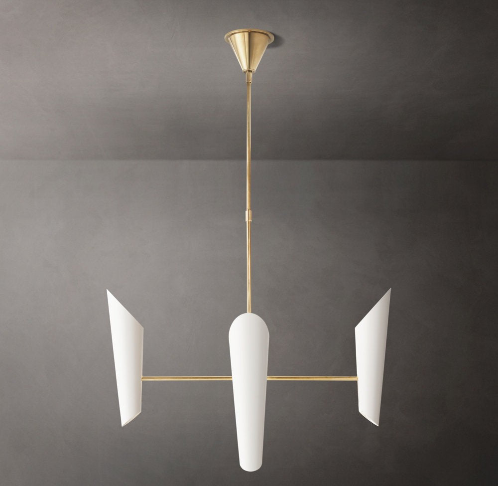 Modern Brass Ring Chandelier with Black Shades