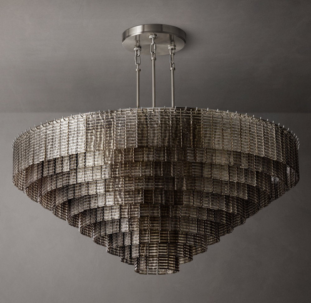 Monumental Smoke Glass Panel Chandelier