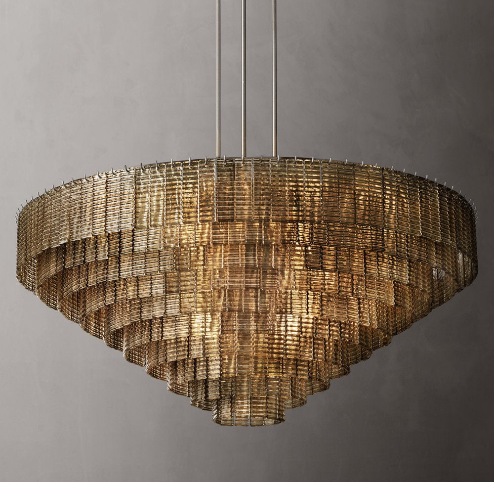 Monumental Smoke Glass Panel Chandelier