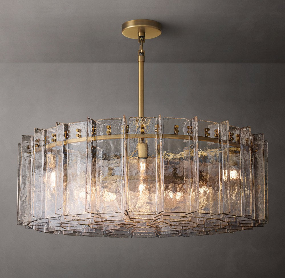 Rippled Cast Glass Ring Chandelier