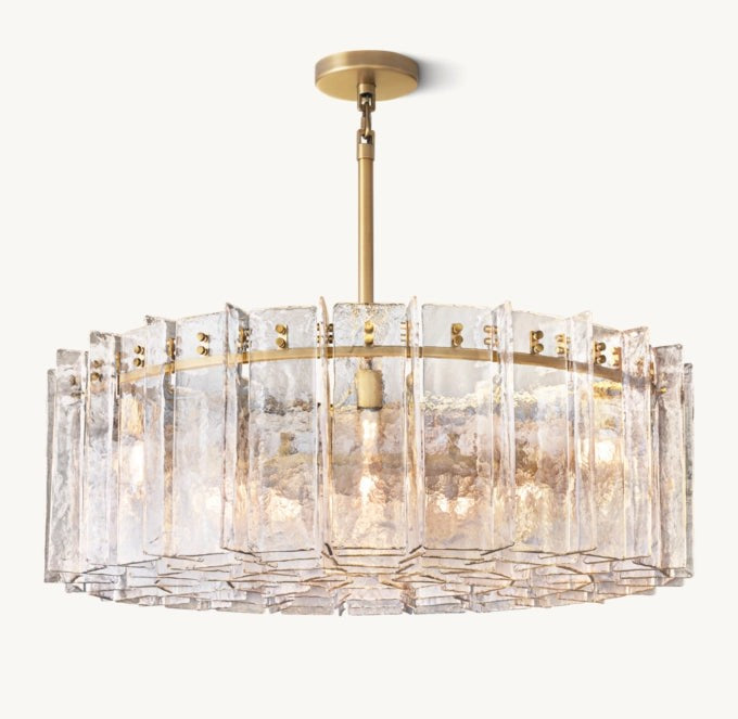 Rippled Cast Glass Ring Chandelier