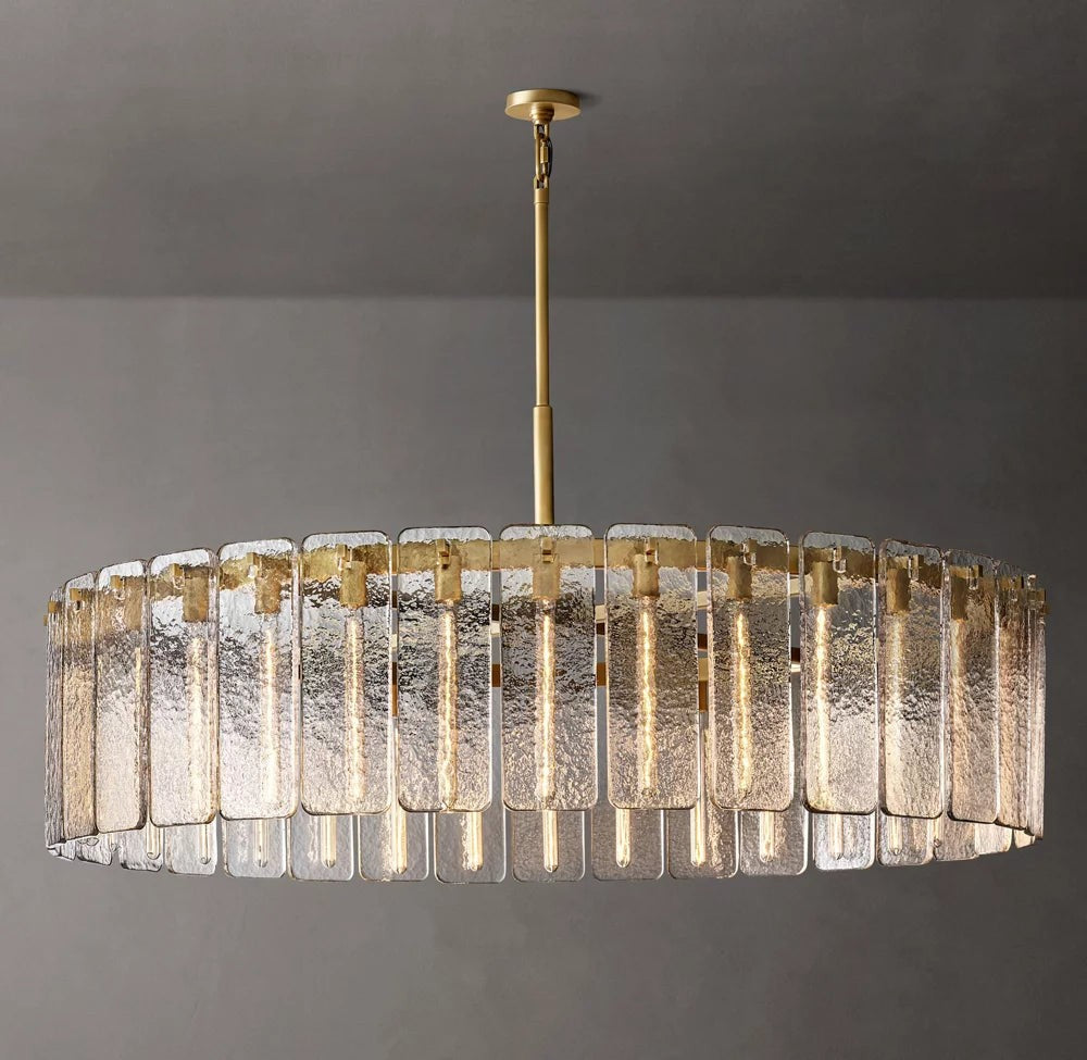 Rippled Glass Halo Round Chandelier