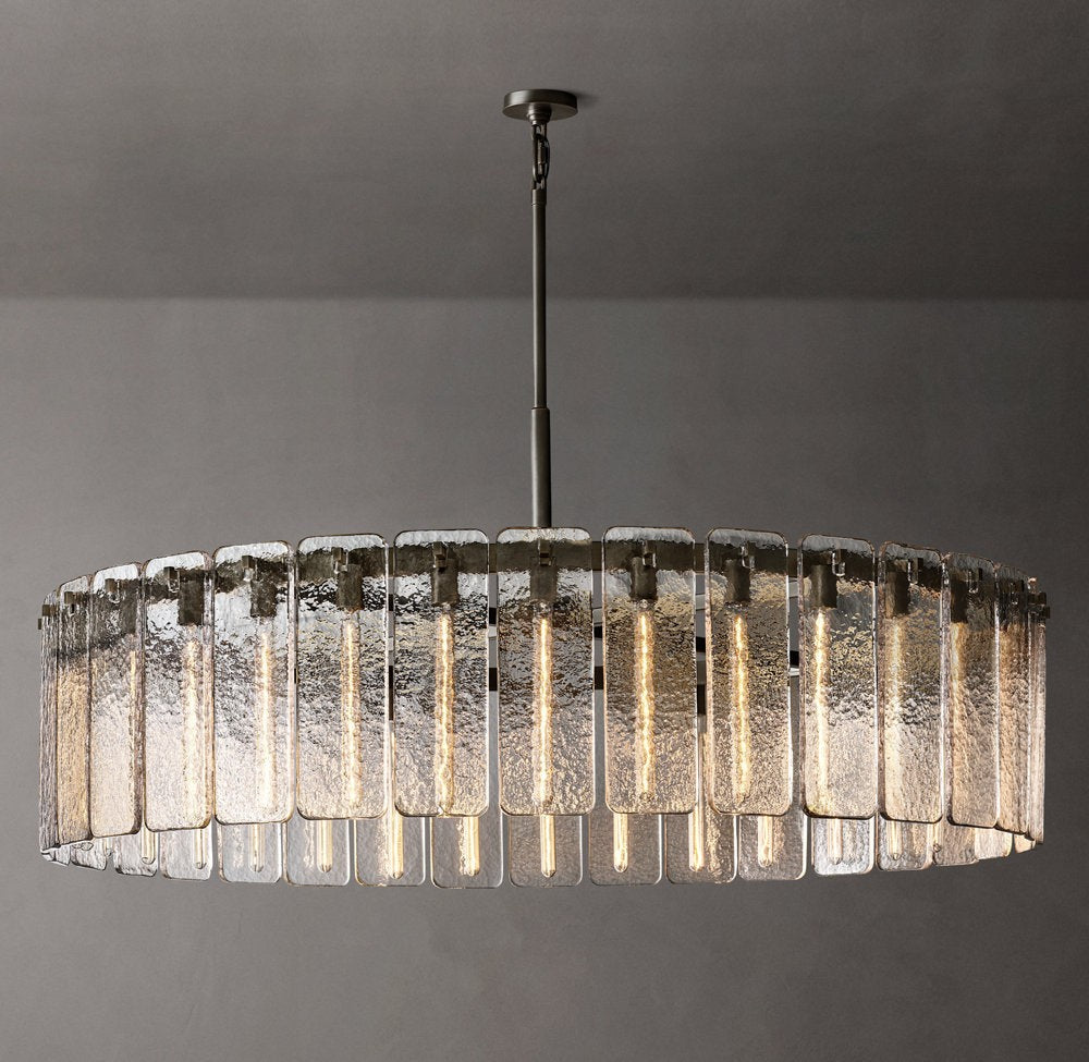 Rippled Glass Halo Round Chandelier