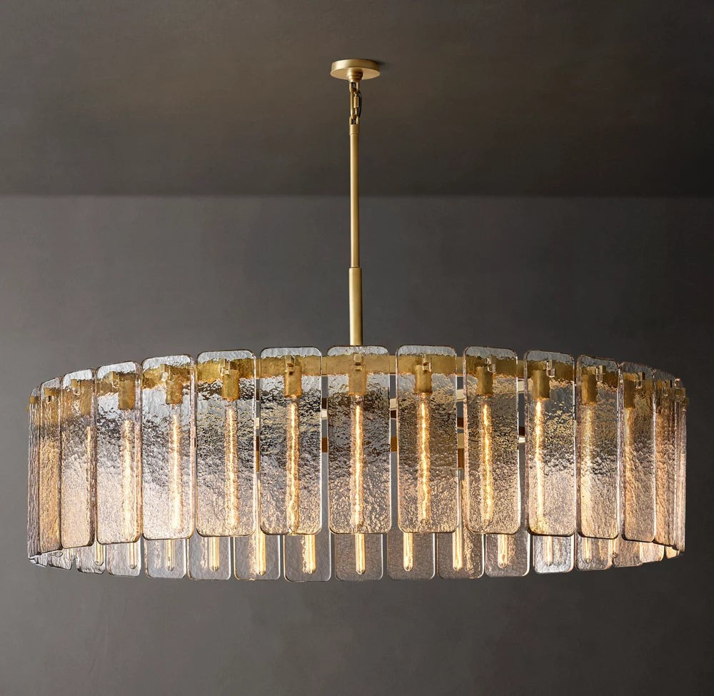 Rippled Glass Halo Round Chandelier