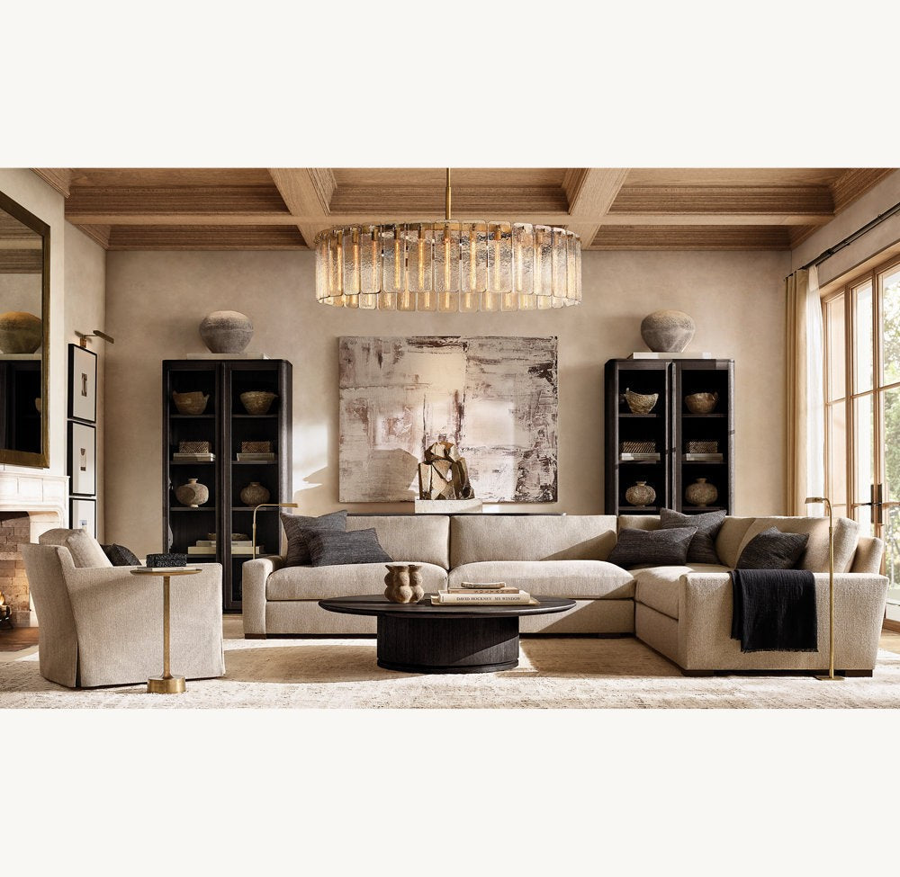 Rippled Glass Halo Round Chandelier