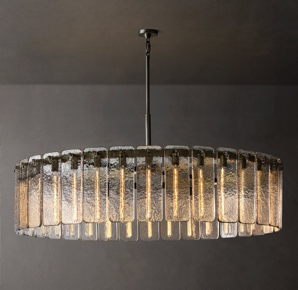 Rippled Glass Halo Round Chandelier