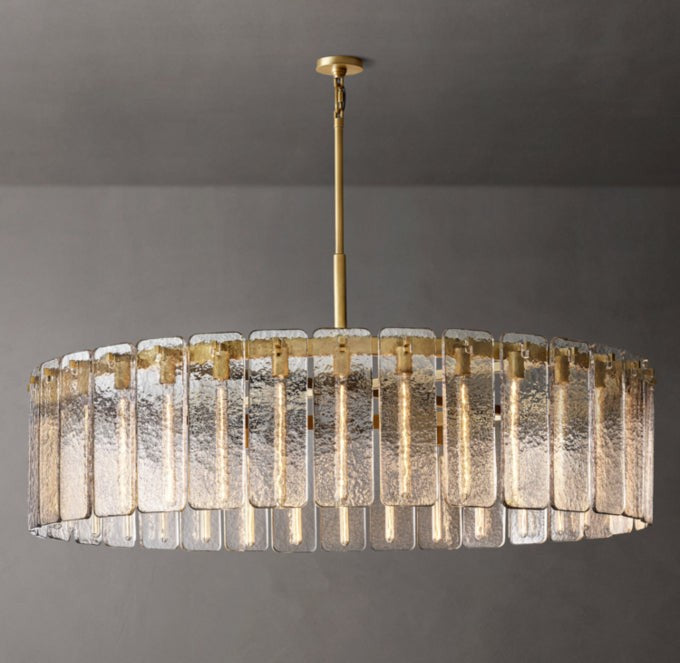 Rippled Glass Halo Round Chandelier