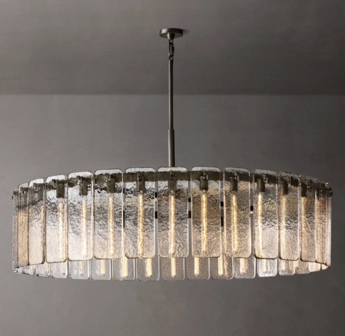 Rippled Glass Halo Round Chandelier