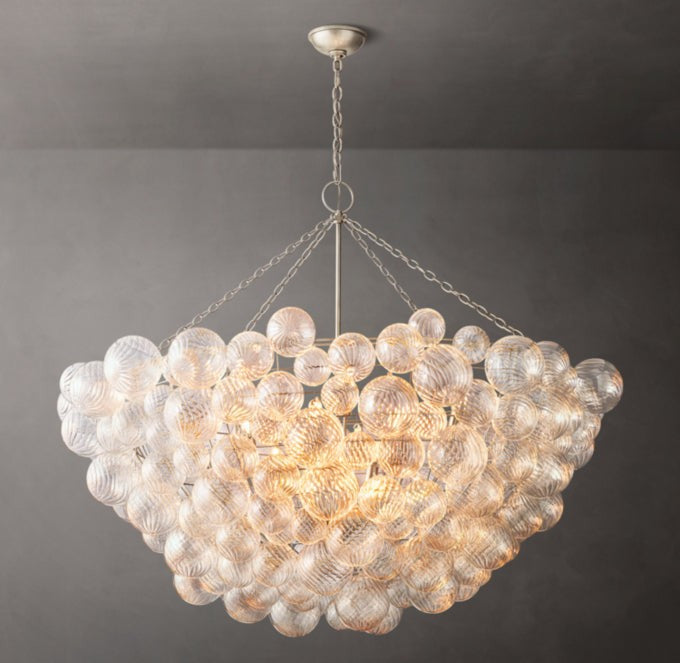 Rippled Glass Orb Statement Chandelier