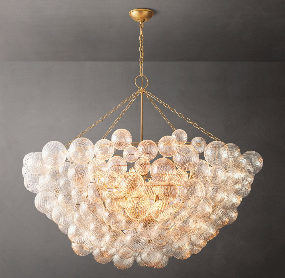 Rippled Glass Orb Statement Chandelier