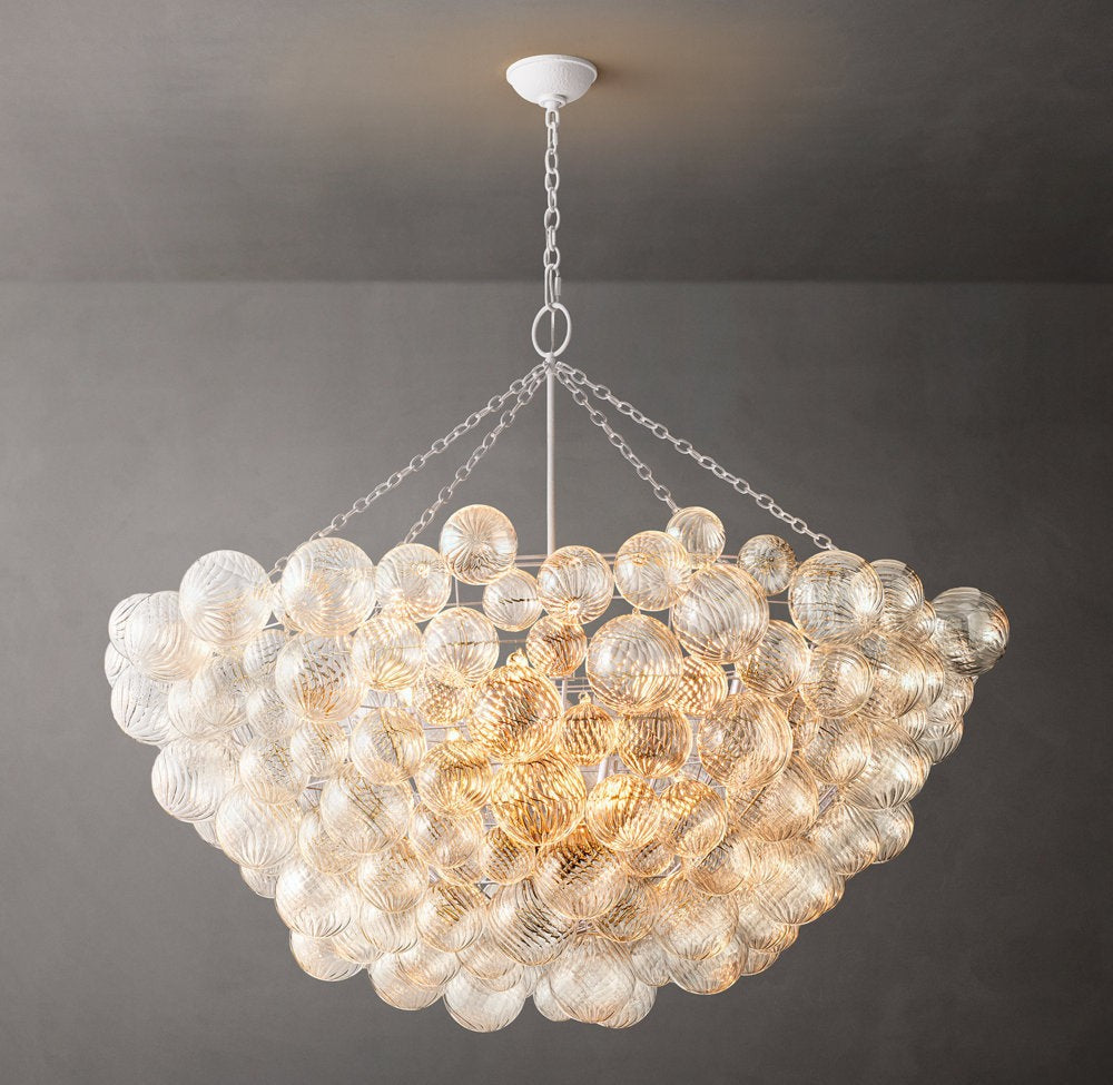Rippled Glass Orb Statement Chandelier