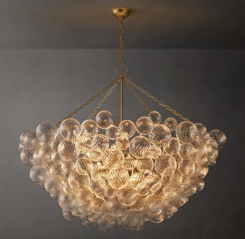 Rippled Glass Orb Statement Chandelier