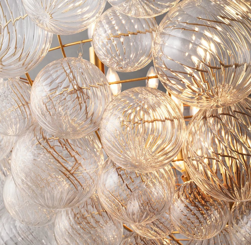 Rippled Glass Orb Statement Chandelier