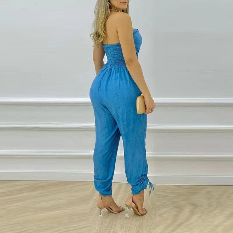 Riviera Strapless Denim Jumpsuit