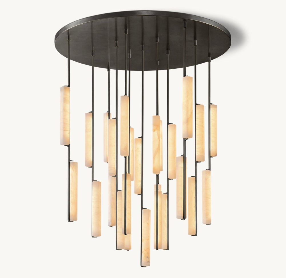 Sculpted Alabaster Prism Ring Chandelier