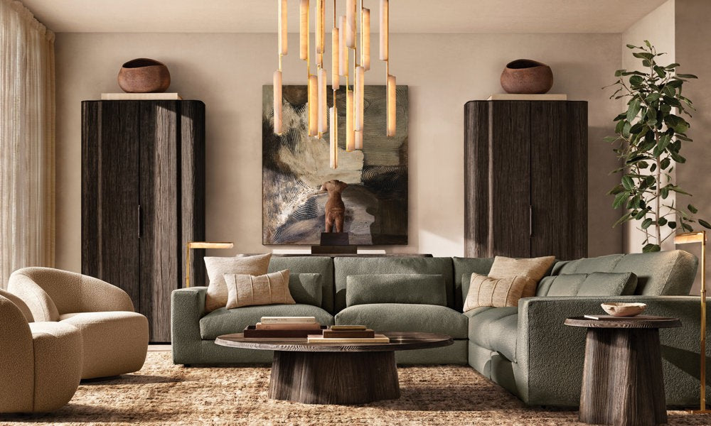 Sculpted Alabaster Prism Ring Chandelier