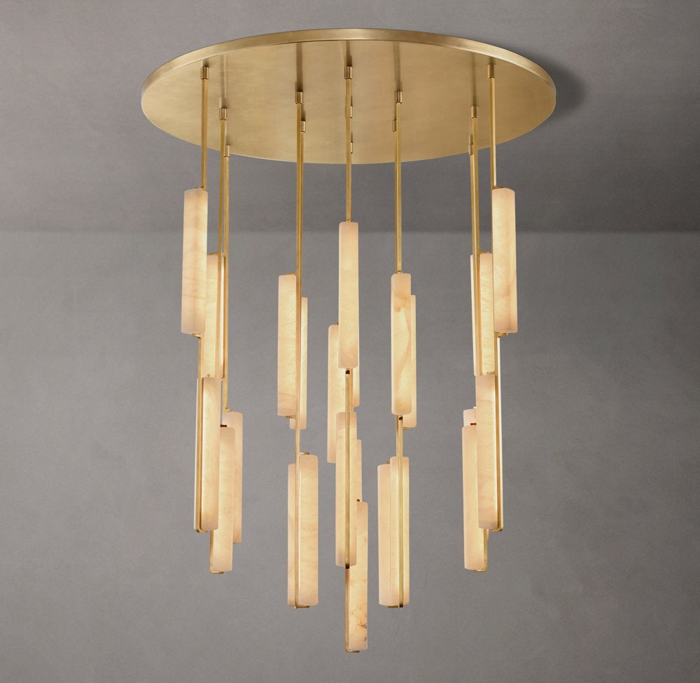 Sculpted Alabaster Prism Ring Chandelier