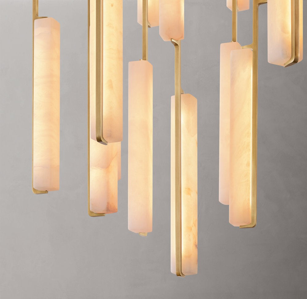 Sculpted Alabaster Prism Ring Chandelier