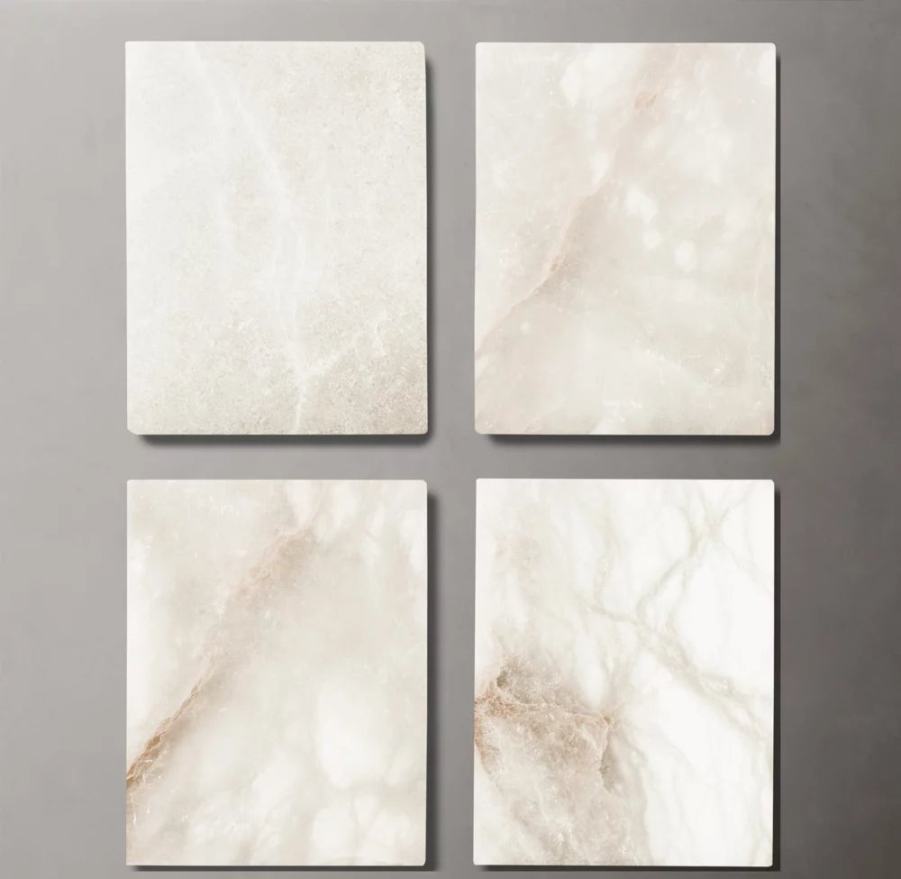 Sculpted Alabaster Prism Ring Chandelier