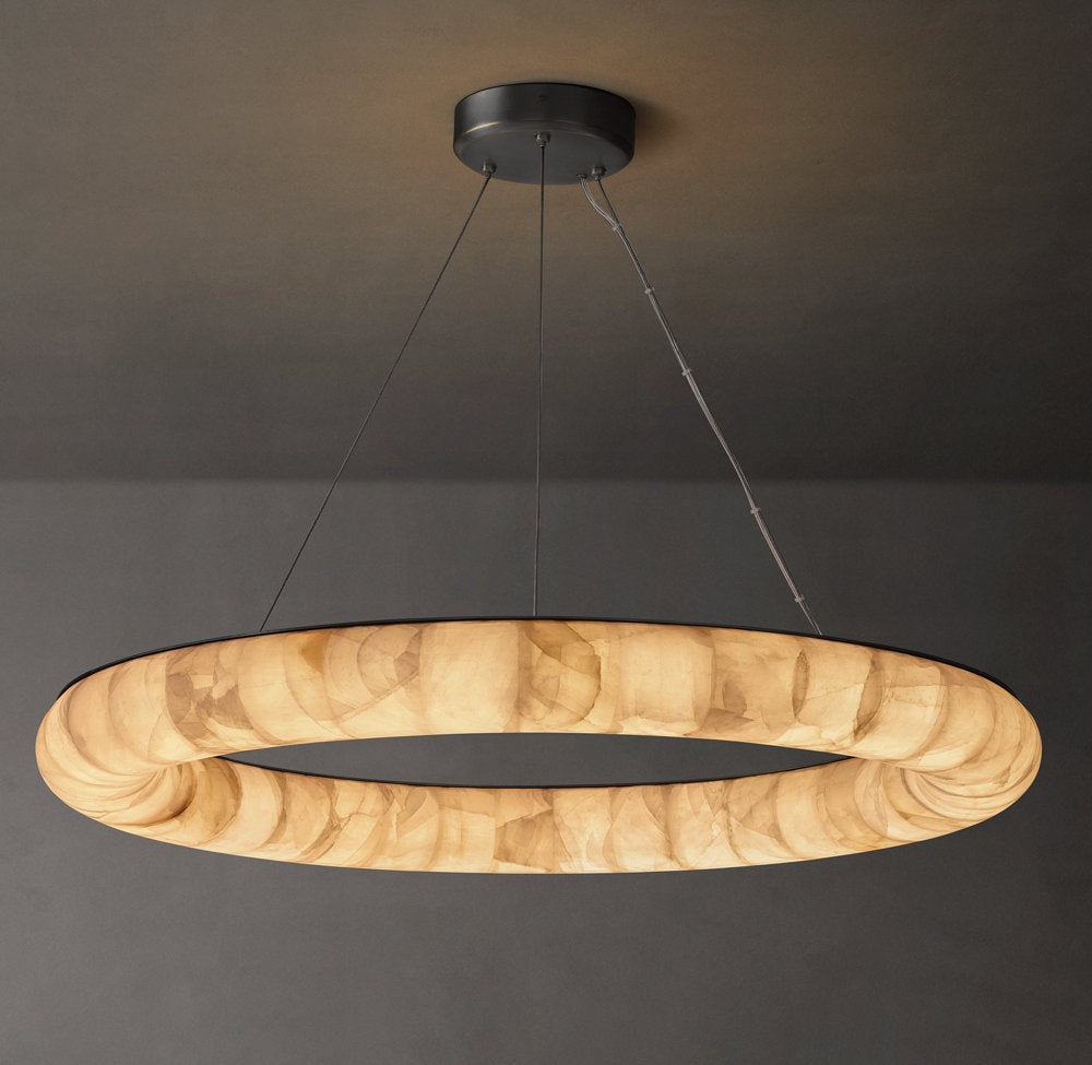 Sculpted Calcite Glow Round Chandelier