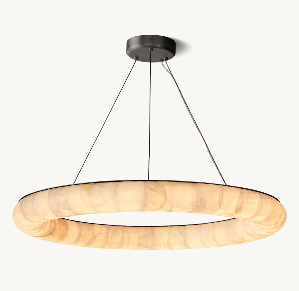 Sculpted Calcite Glow Round Chandelier