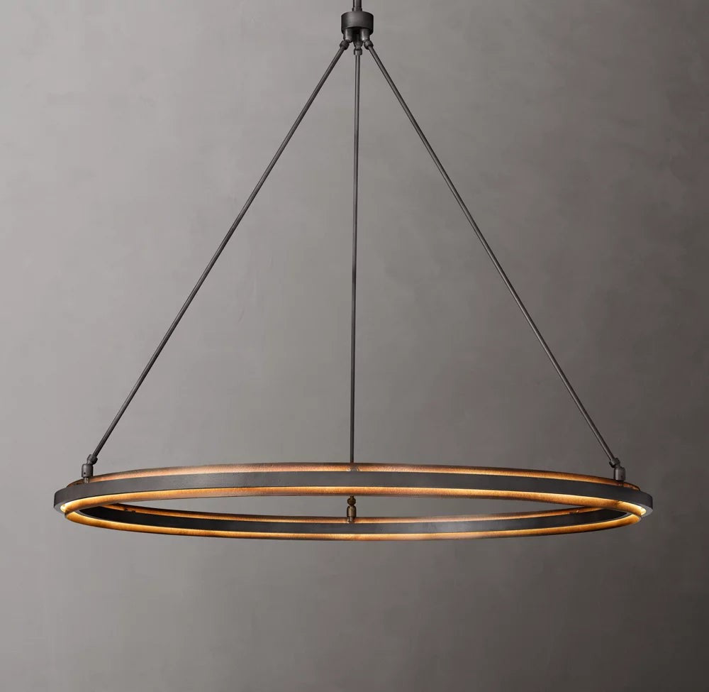 Sculpted Iron Ambient Ring Chandelier