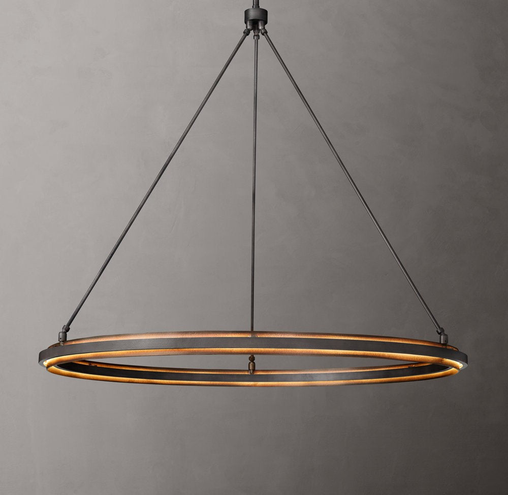 Sculpted Iron Ambient Ring Chandelier