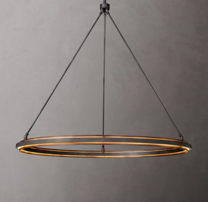 Sculpted Iron Ambient Ring Chandelier