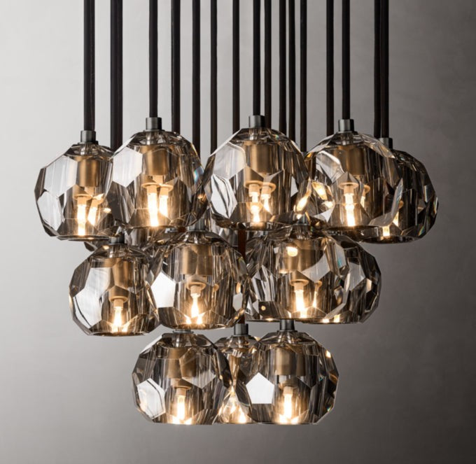 Smoke Crystal Globe Cluster Chandelier