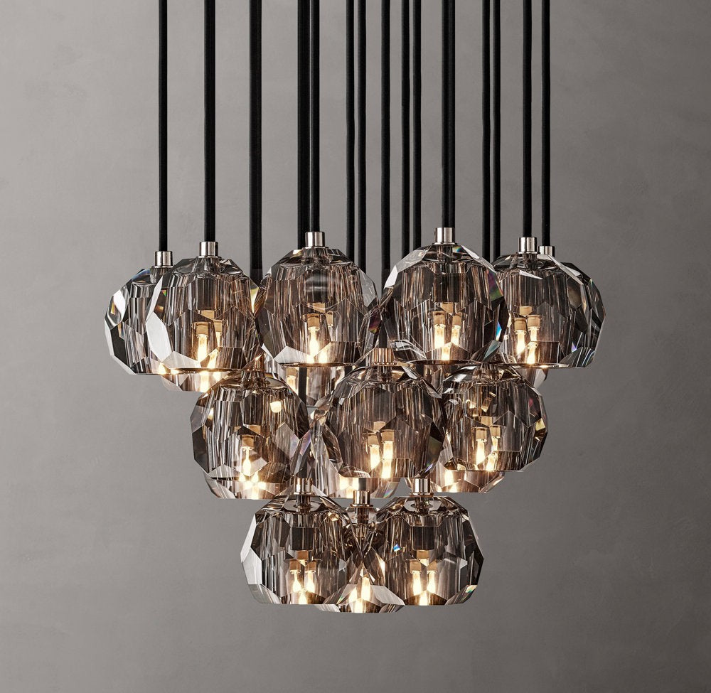 Smoke Crystal Globe Cluster Chandelier