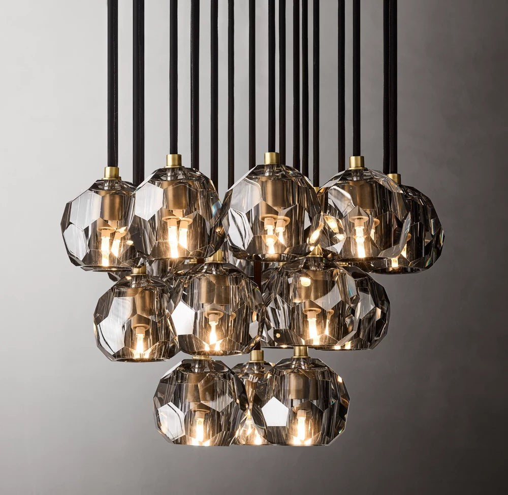 Smoke Crystal Globe Cluster Chandelier