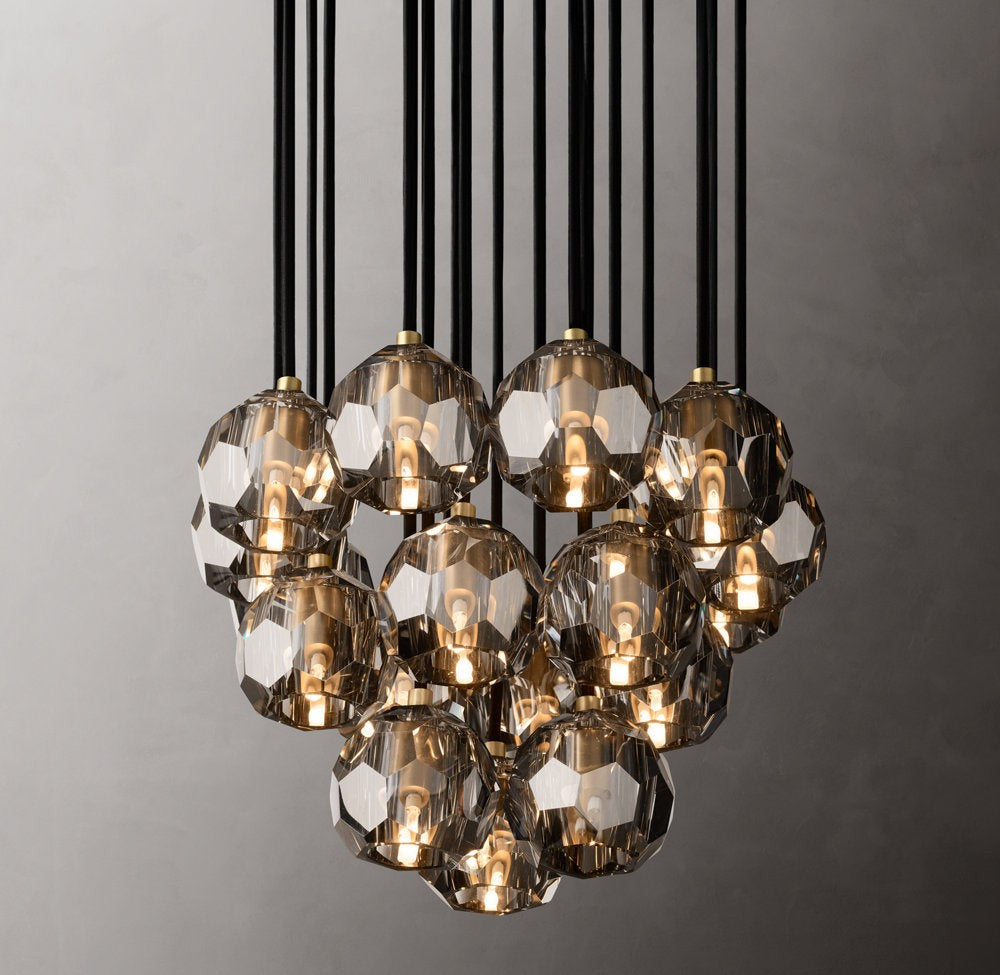 Smoke Crystal Globe Cluster Chandelier