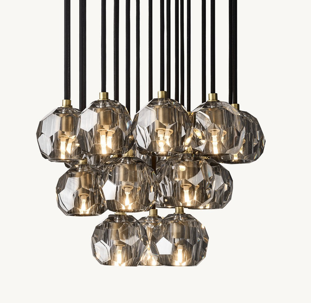 Smoke Crystal Globe Cluster Chandelier