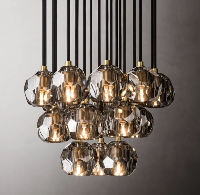 Smoke Crystal Globe Cluster Chandelier