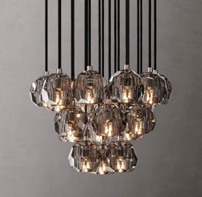 Smoke Crystal Globe Cluster Chandelier
