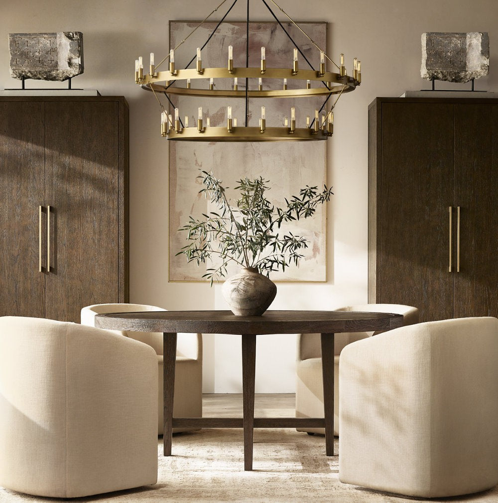 Vintage Filament Two-Tier Iron Ring Chandelier