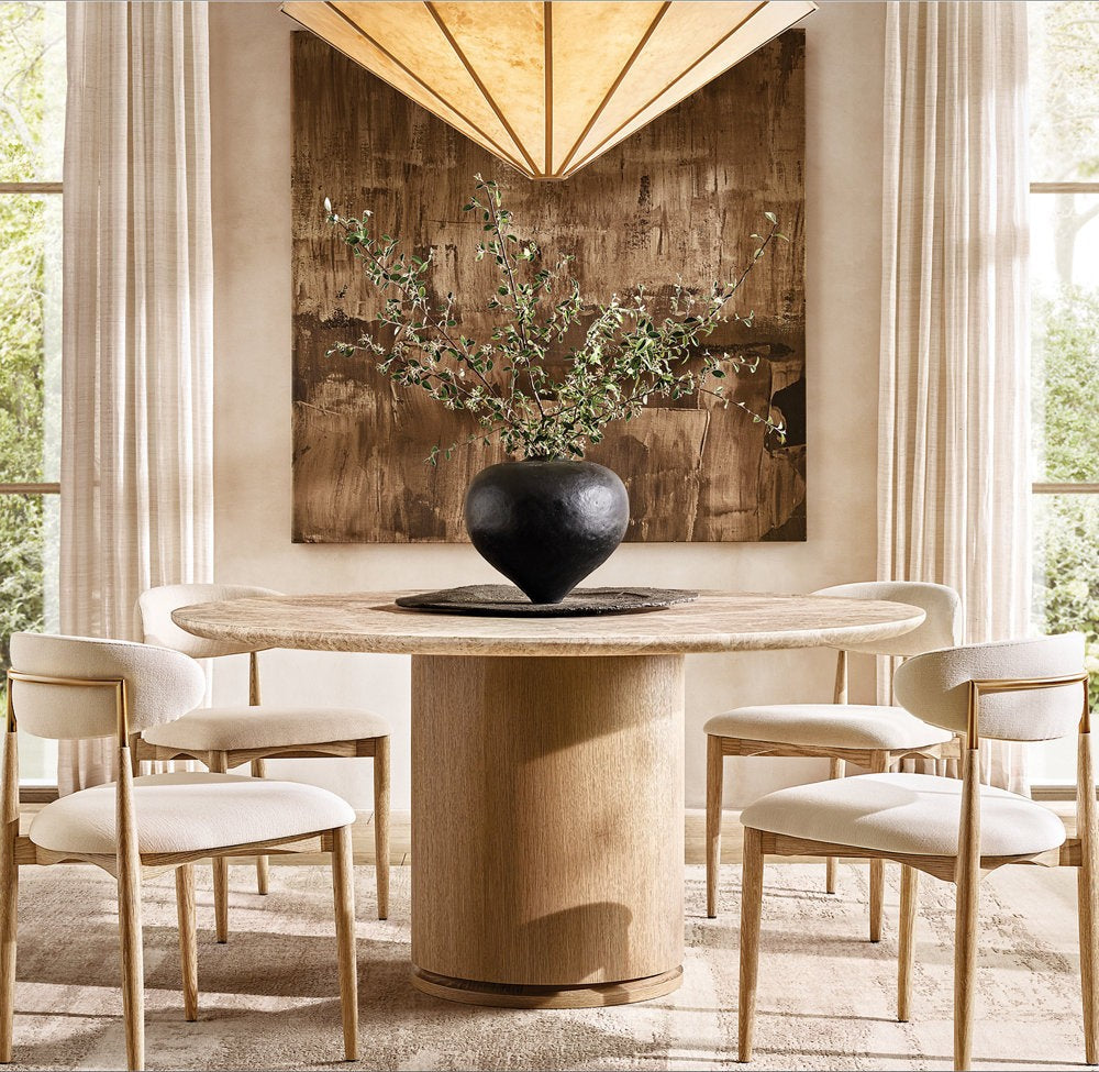 Wide Alabaster Panel Ring Chandelier